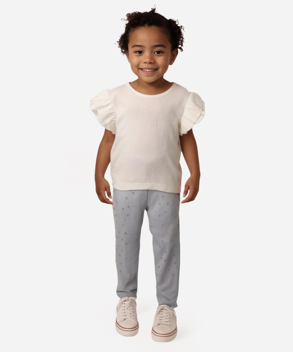 calça legging infantil poá azul