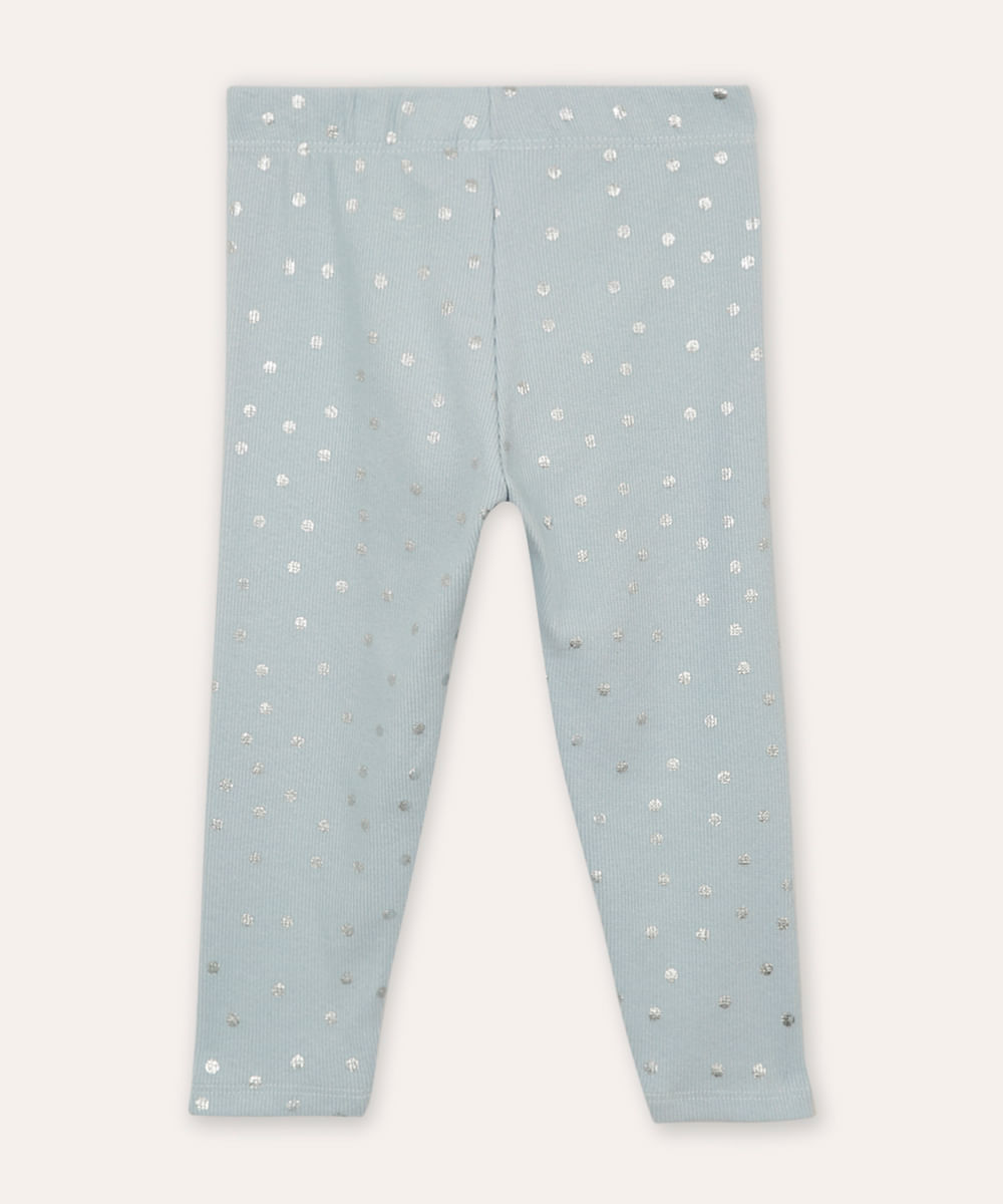 calça legging infantil poá azul