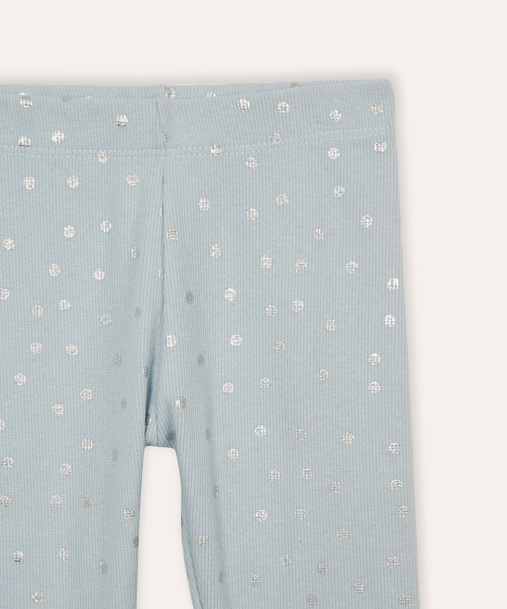calça legging infantil poá azul