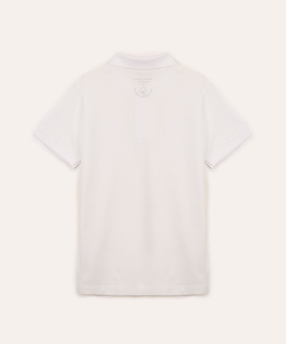 polo de algodão infantil manga curta off white