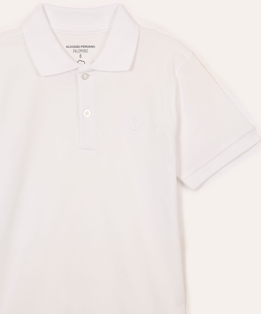 polo de algodão infantil manga curta off white