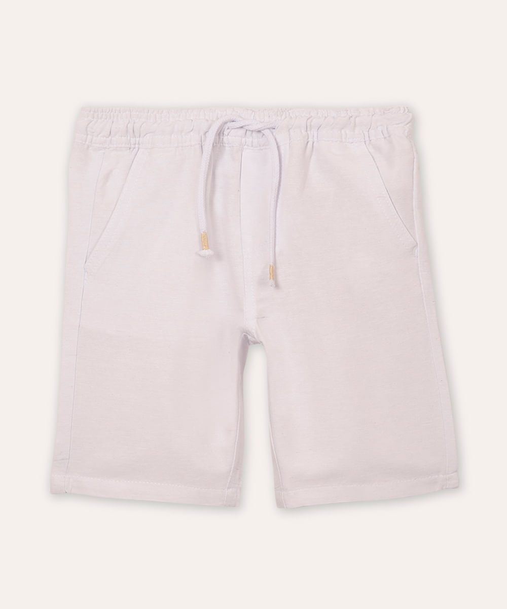 bermuda infantil com bolsos texturizada branca