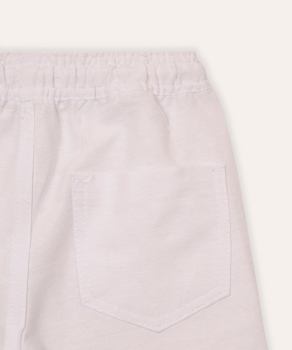 bermuda infantil com bolsos texturizada branca