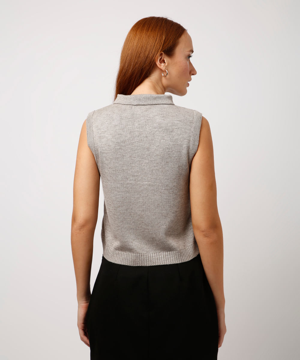 polo de tricot mindset cinza