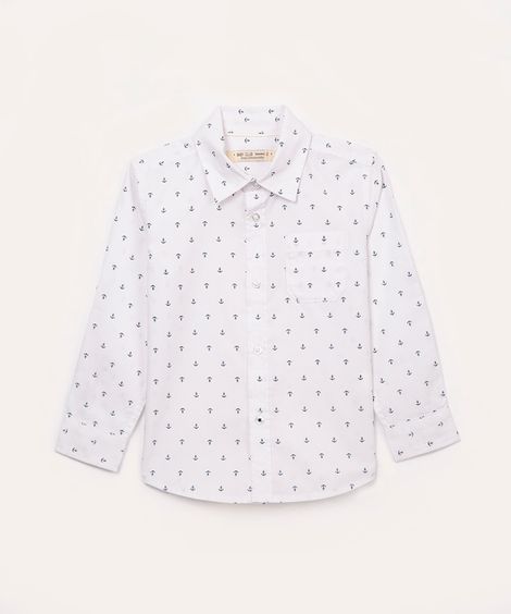 camisa de algodão infantil âncora branca