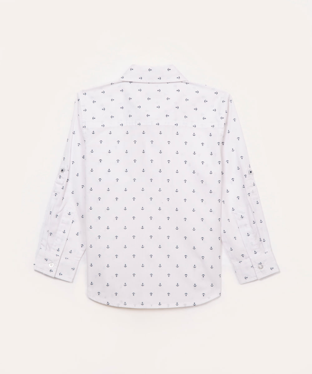 camisa de algodão infantil âncora branca