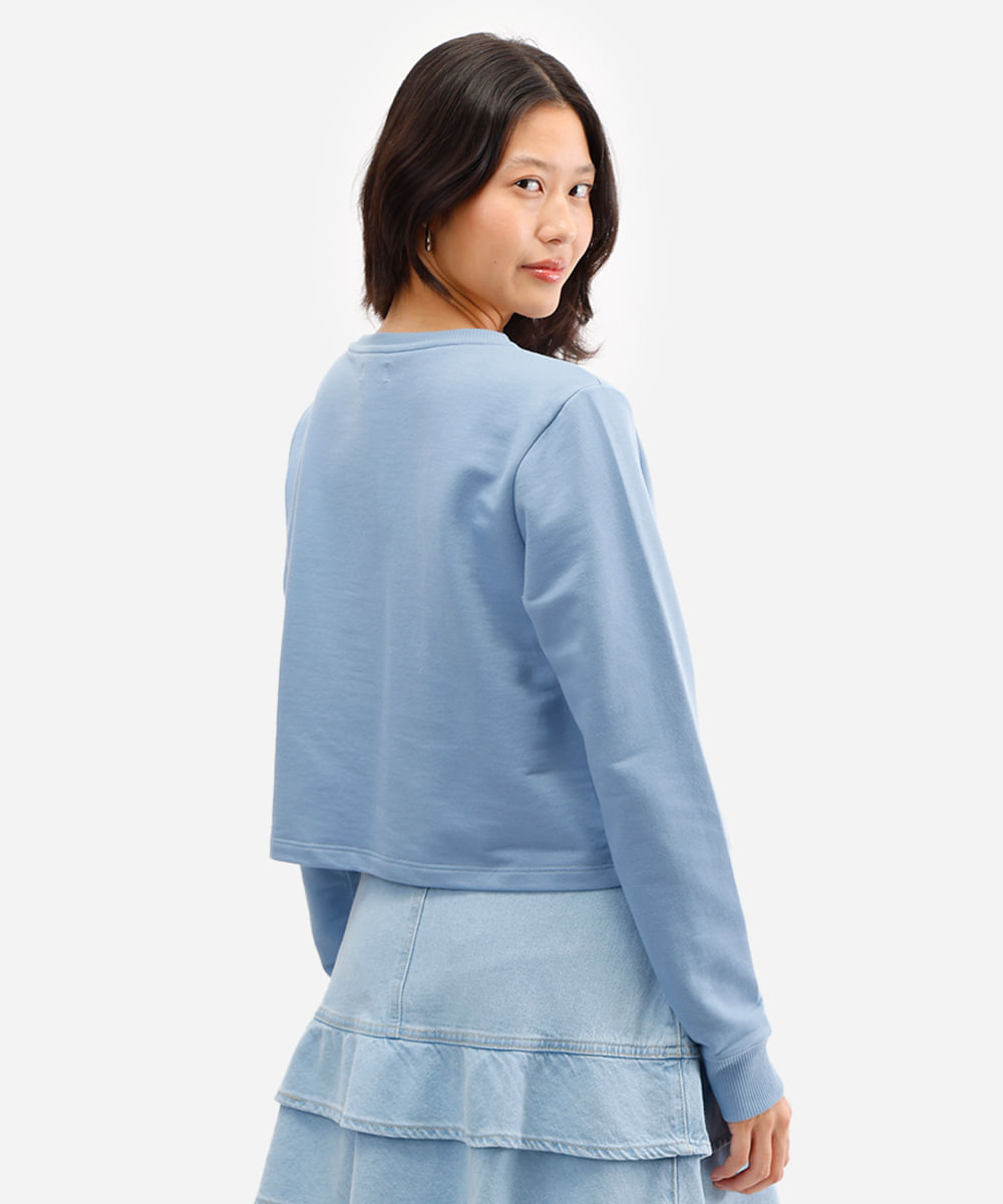 blusa feminina de moletom paris azul