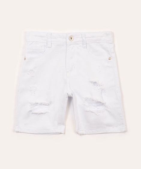 bermuda infantil de sarja destroyed com bolso branco