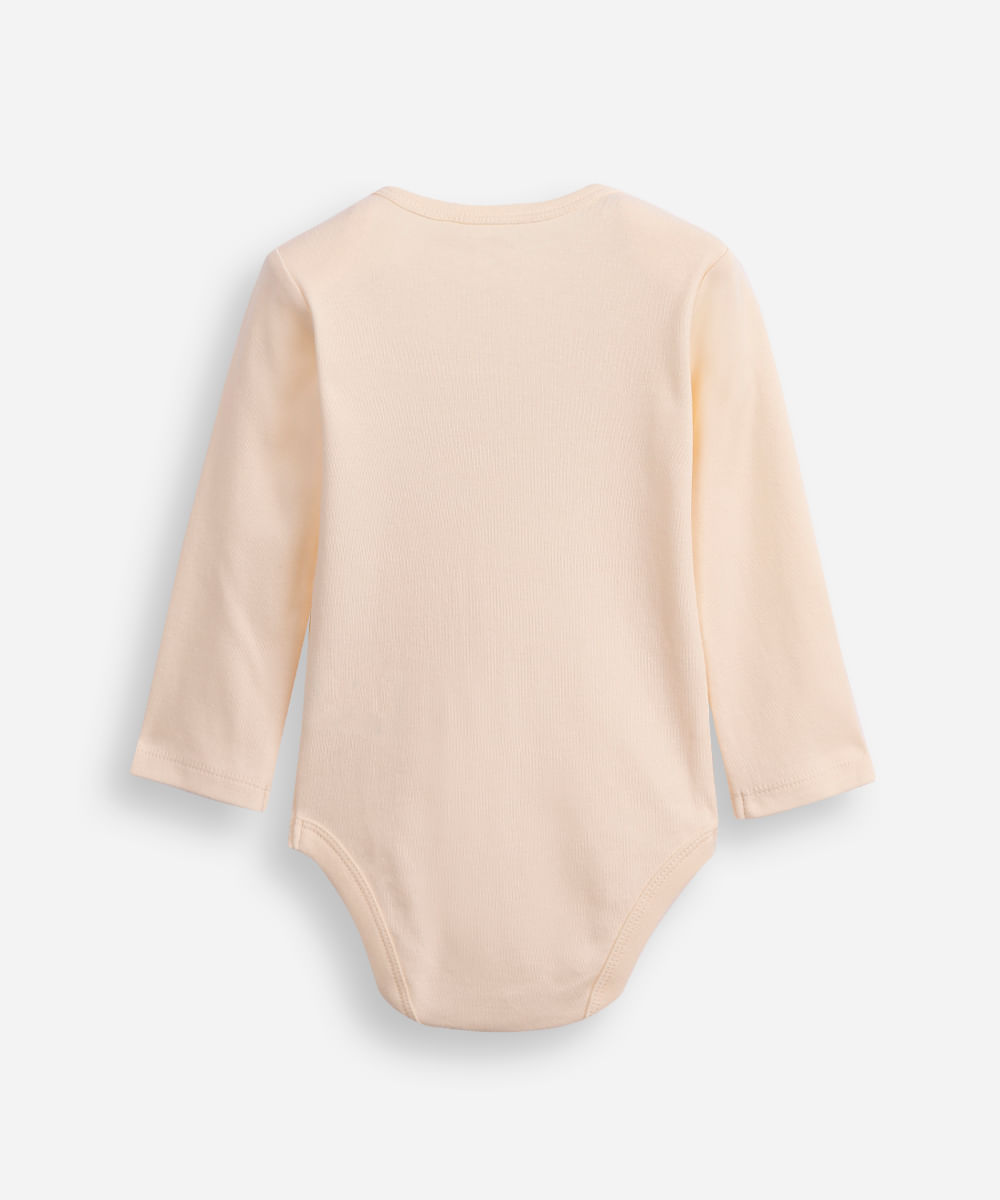 body infantil de algodão simba bege