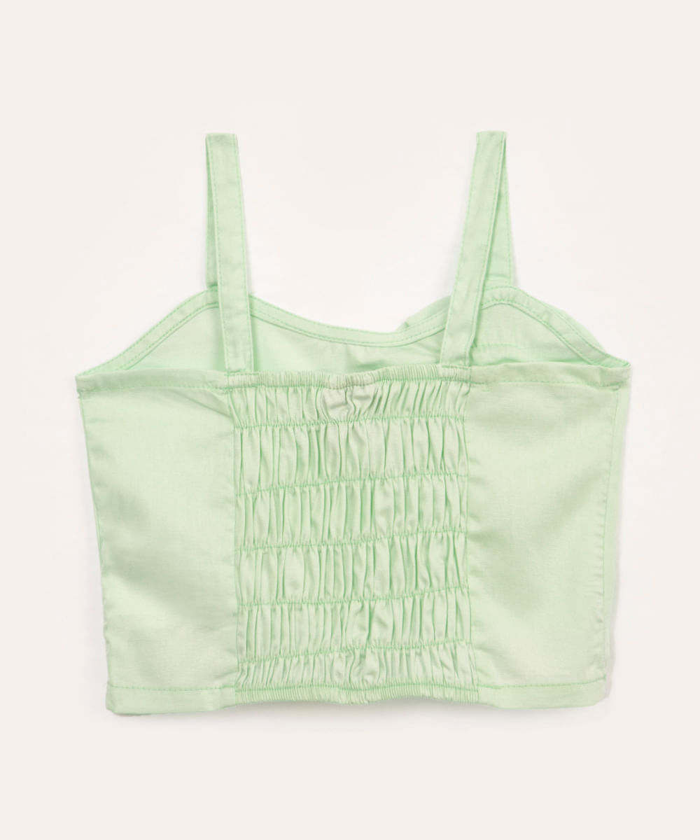 top de algodão infantil flores alça fina verde