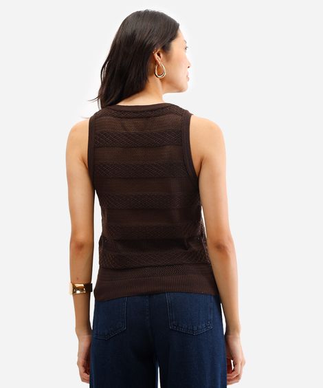 regata de tricot texturizada marrom