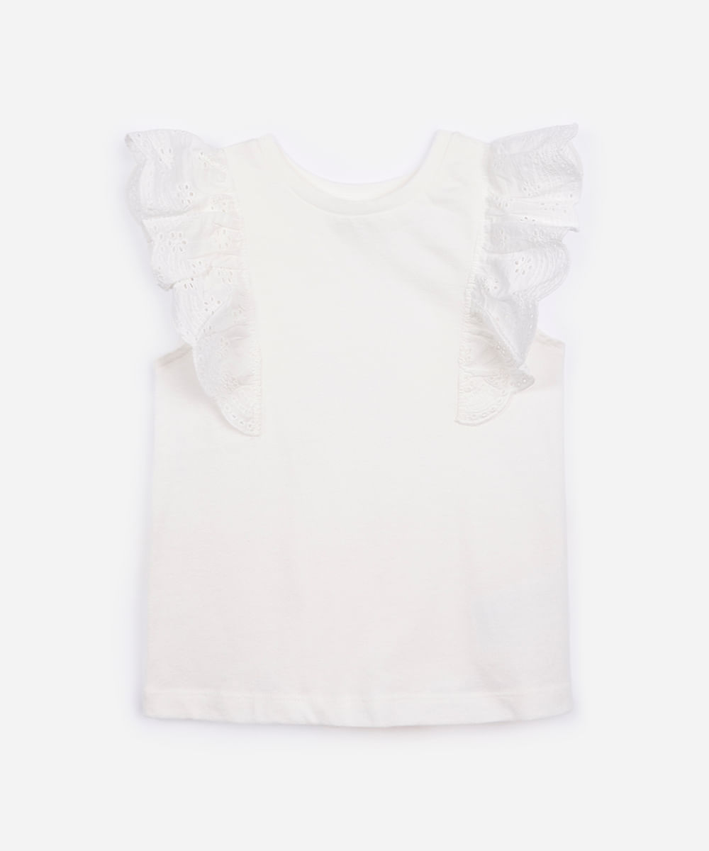 regata de algodão infantil com babados off white