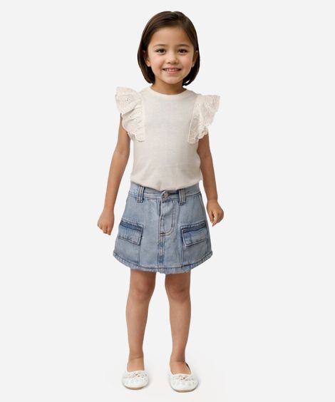 regata de algodão infantil com babados off white