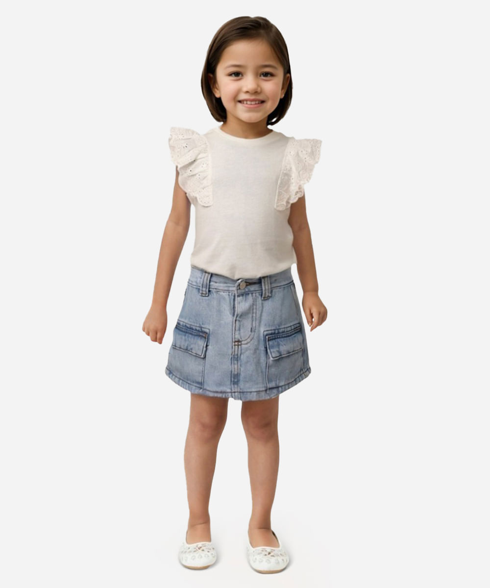 regata de algodão infantil com babados off white