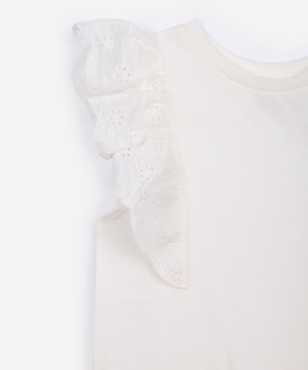 regata de algodão infantil com babados off white