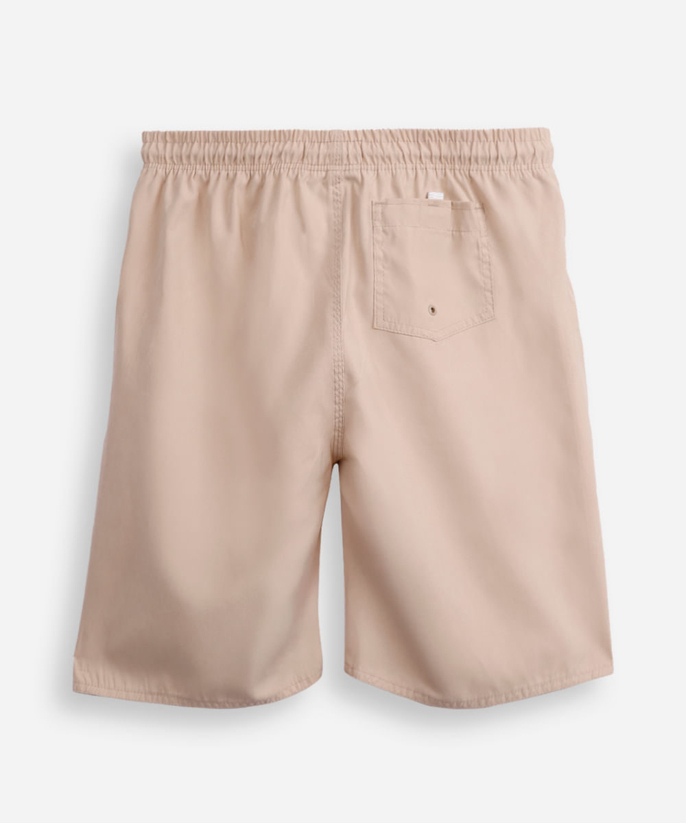 bermuda reta juvenil cós com elástico texturizada bege