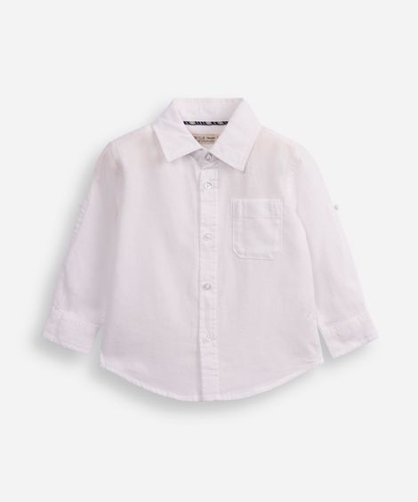 camisa de algodão infantil com martingale branca