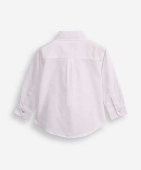 camisa de algodão infantil com martingale branca