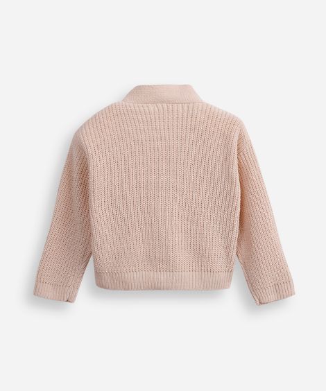 cardigan infantil de tricot texturizado bege