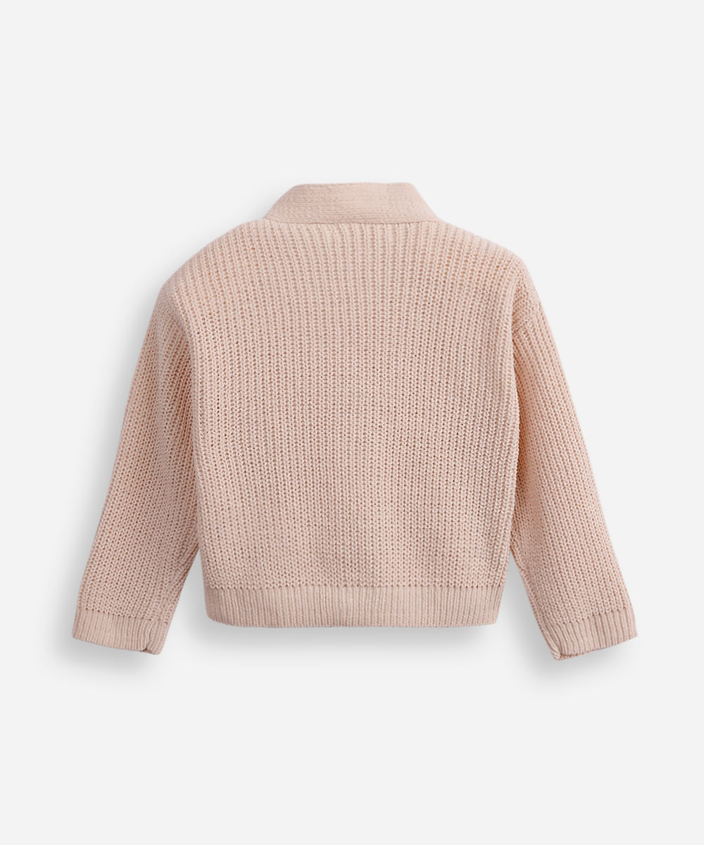 cardigan infantil de tricot texturizado bege