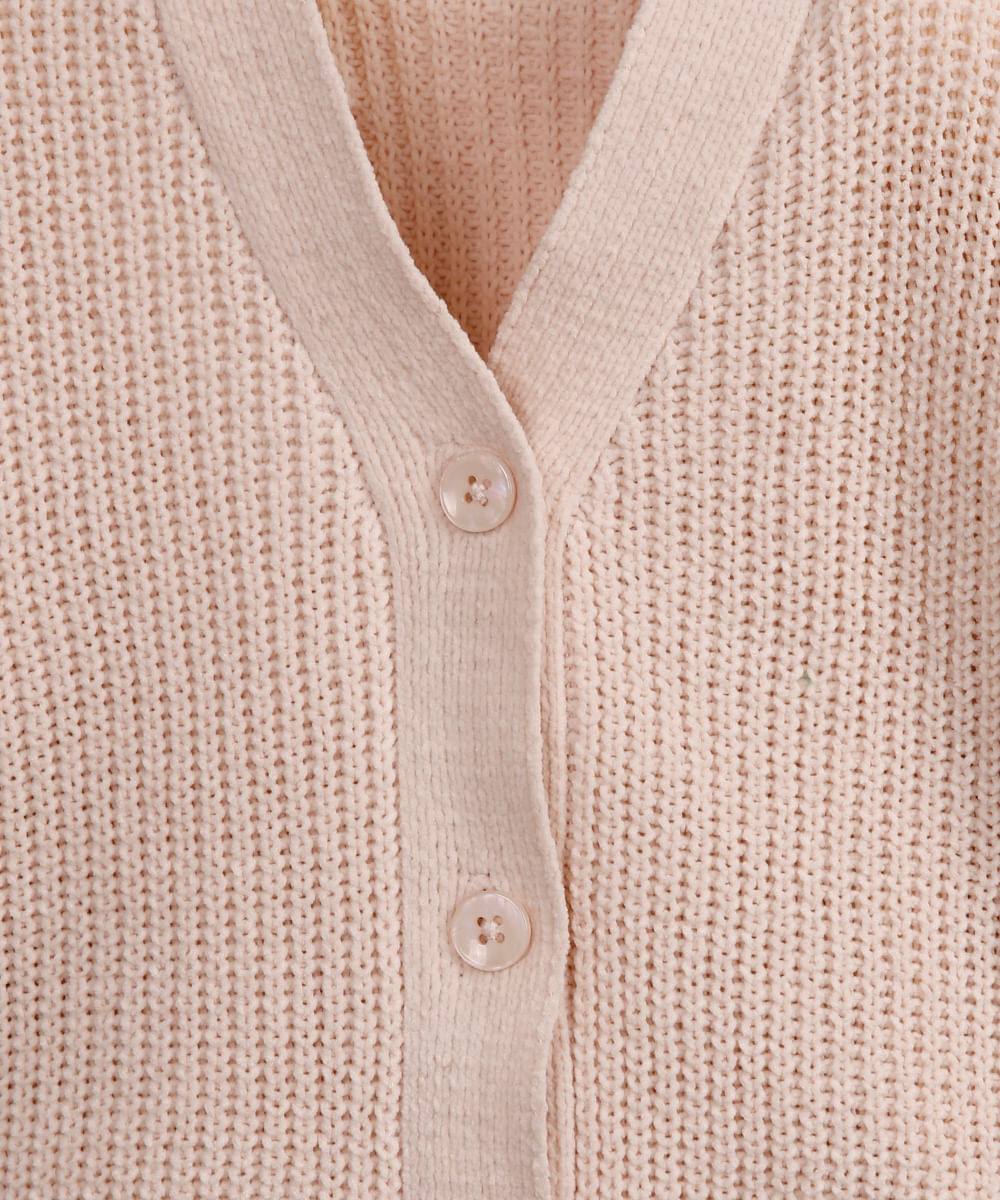 cardigan infantil de tricot texturizado bege
