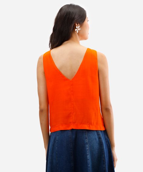 regata de viscose decote redondo laranja
