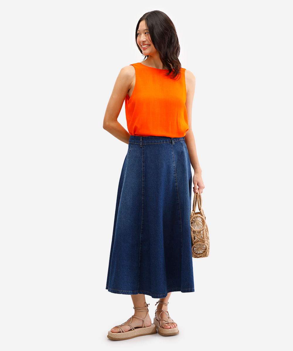 regata de viscose decote redondo laranja