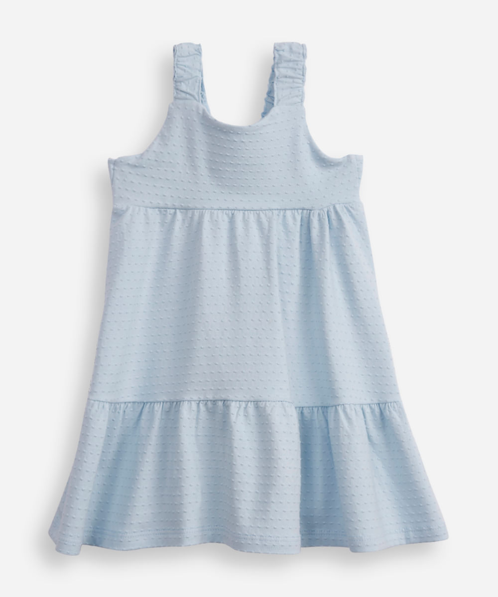 vestido de algodão infantil poá azul