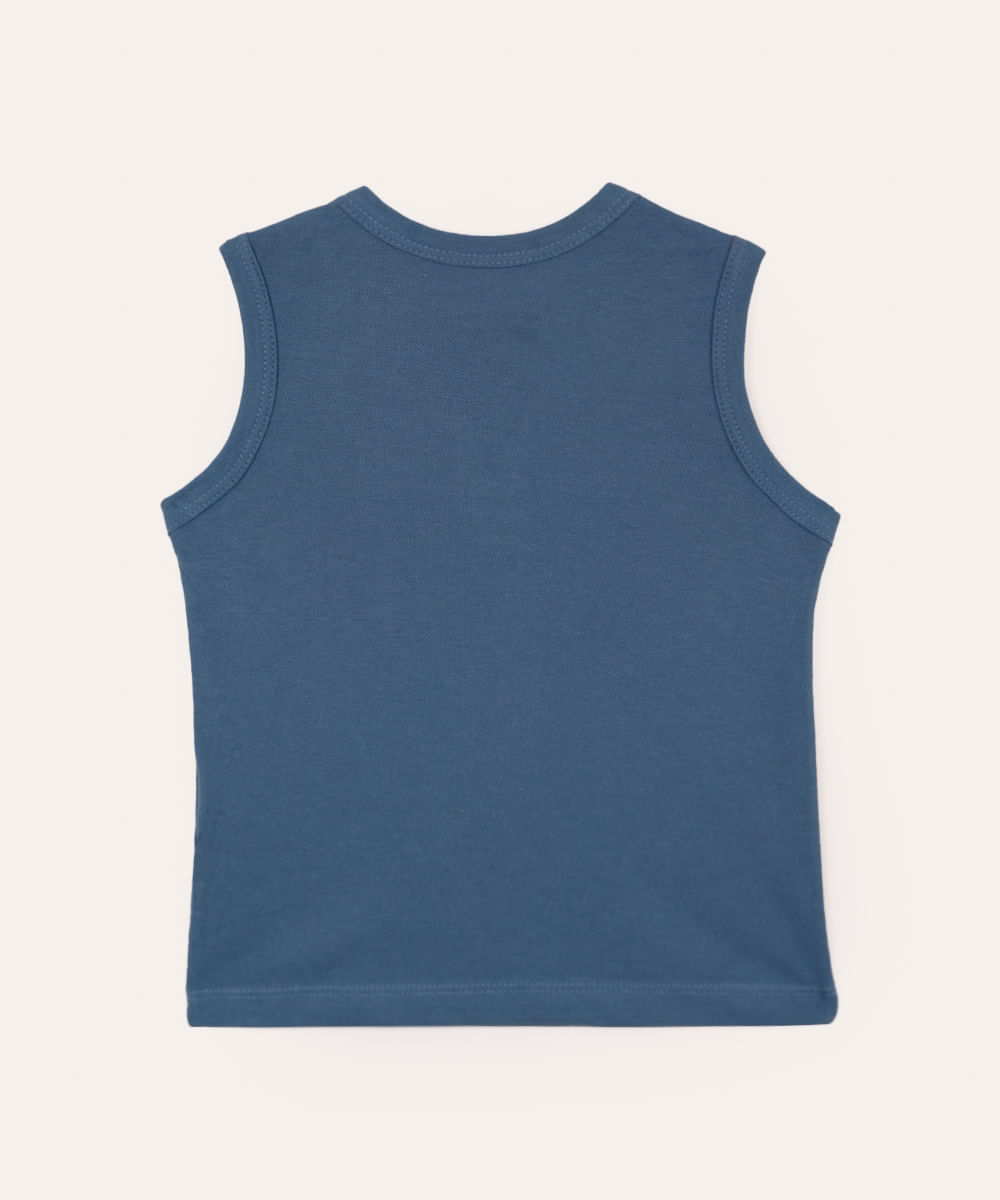 regata de algodão infantil com botão azul