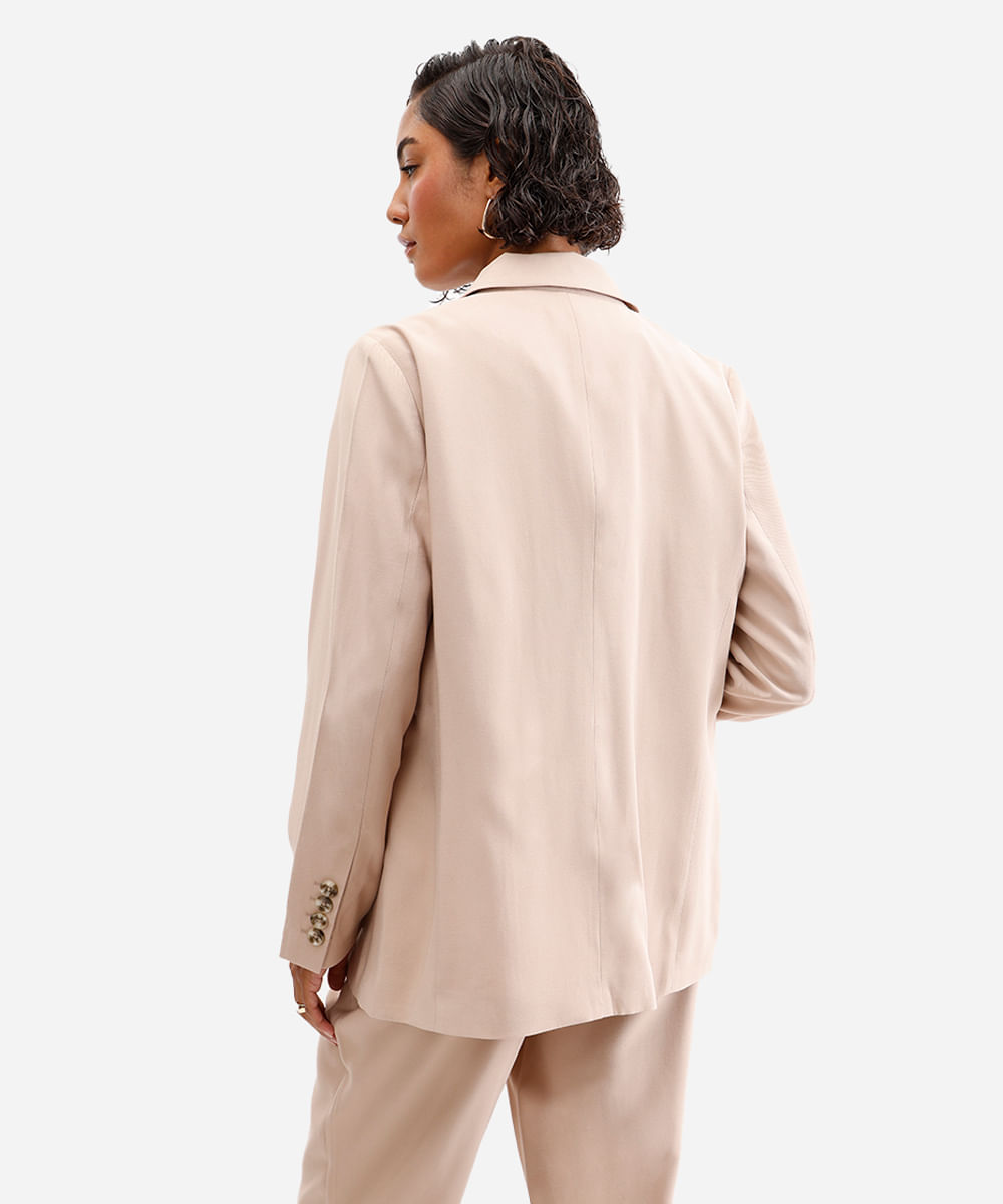 blazer de alfaiataria feminino com viscose bege