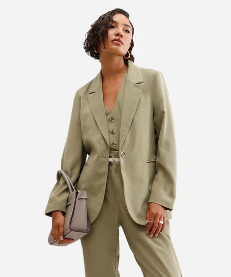 blazer de alfaiataria feminino com viscose verde