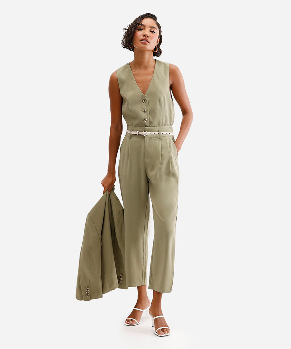 colete feminino de alfaiataria com botões verde