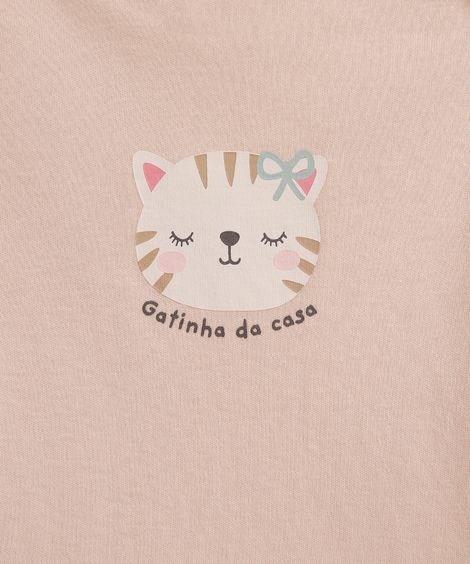 body infantil de algodão gatinha da casa bege