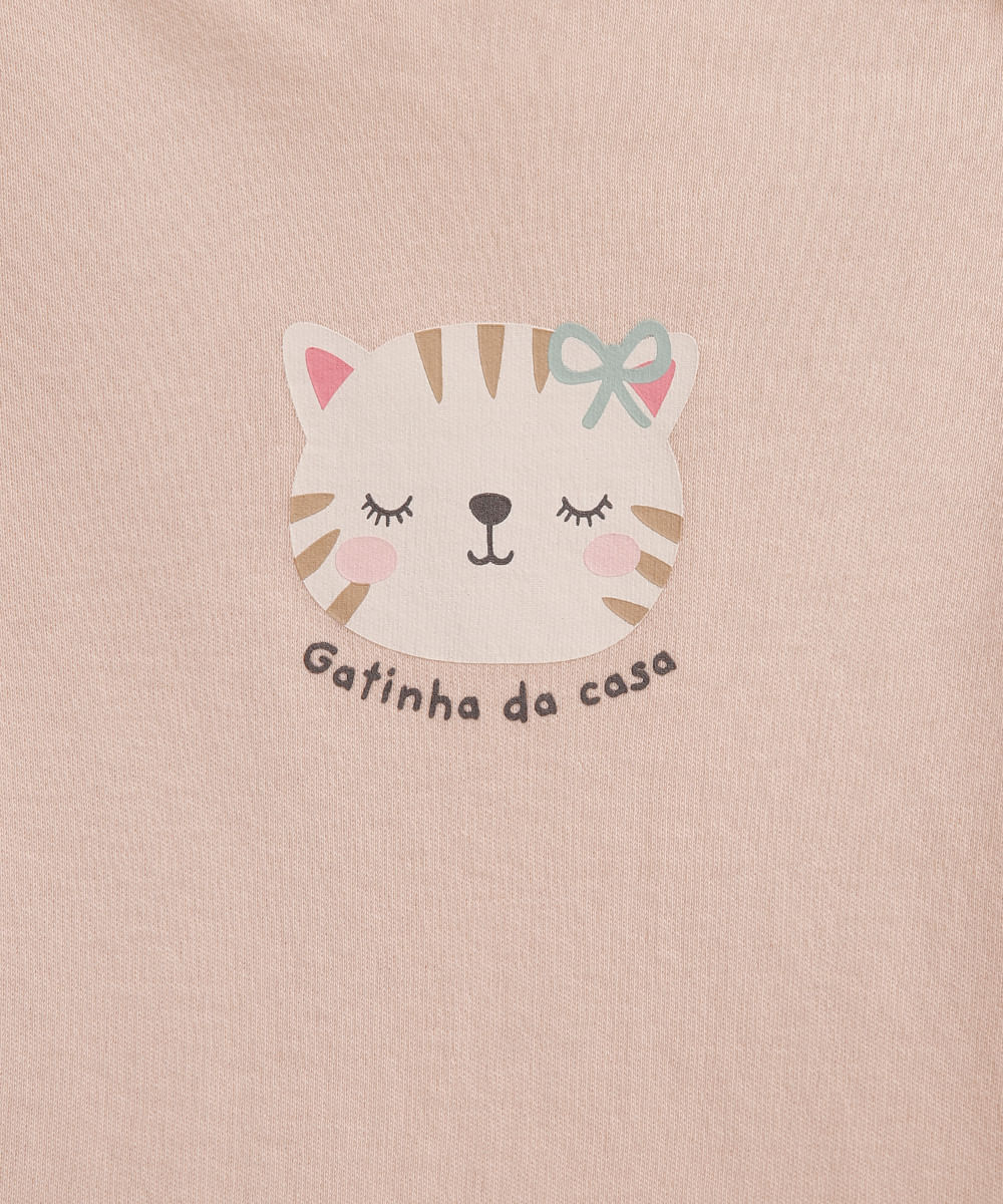 body infantil de algodão gatinha da casa bege