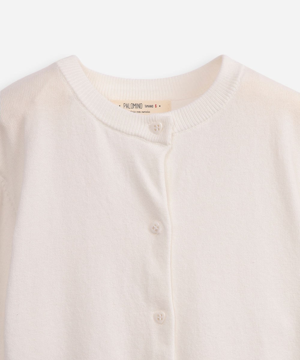 cardigan de algodão infantil canelado off white