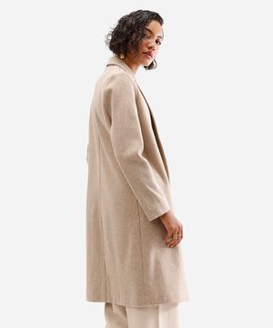casaco longo feminino texturizado bege