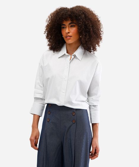 camisa oversized feminina de algodão off white