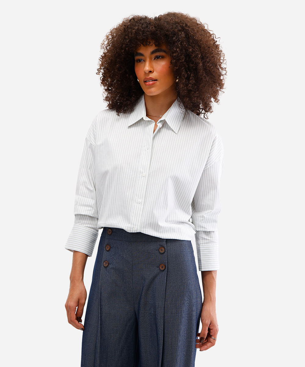 camisa oversized feminina de algodão off white