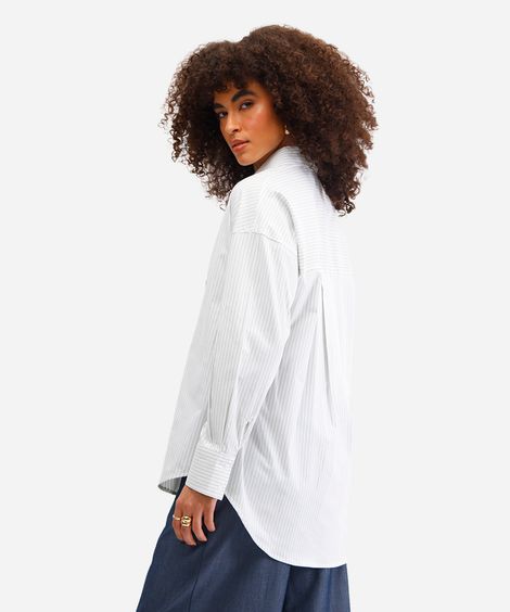 camisa oversized feminina de algodão off white