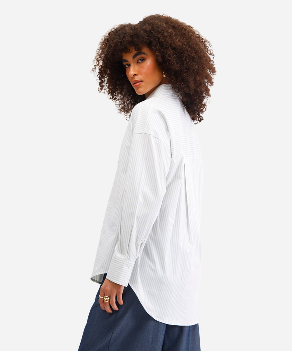camisa oversized feminina de algodão off white