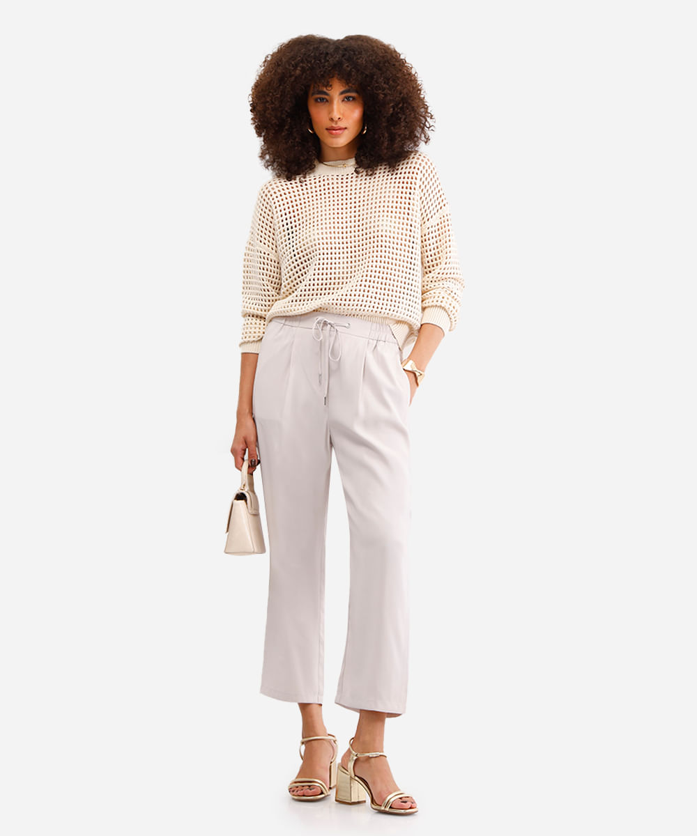 calça jogger feminina de viscose bege