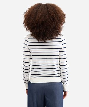 cardigan feminino de viscose listrado off white