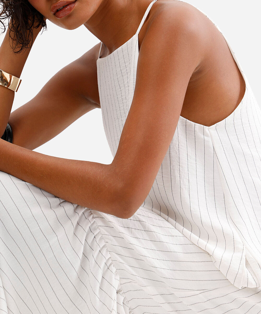 vestido midi listrado marias off white