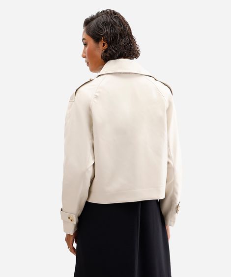jaqueta feminina de poliuretano bege
