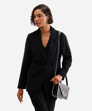 blazer de alfaiataria feminino com viscose preto