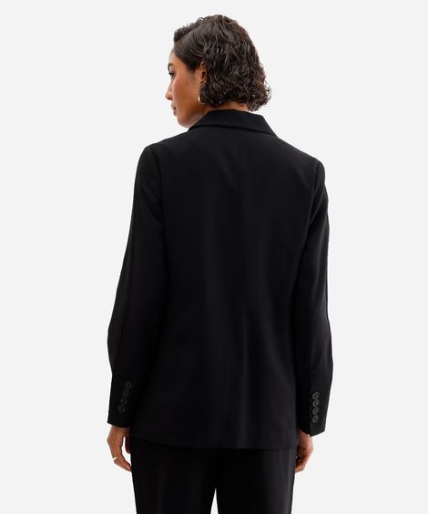 blazer de alfaiataria feminino com viscose preto