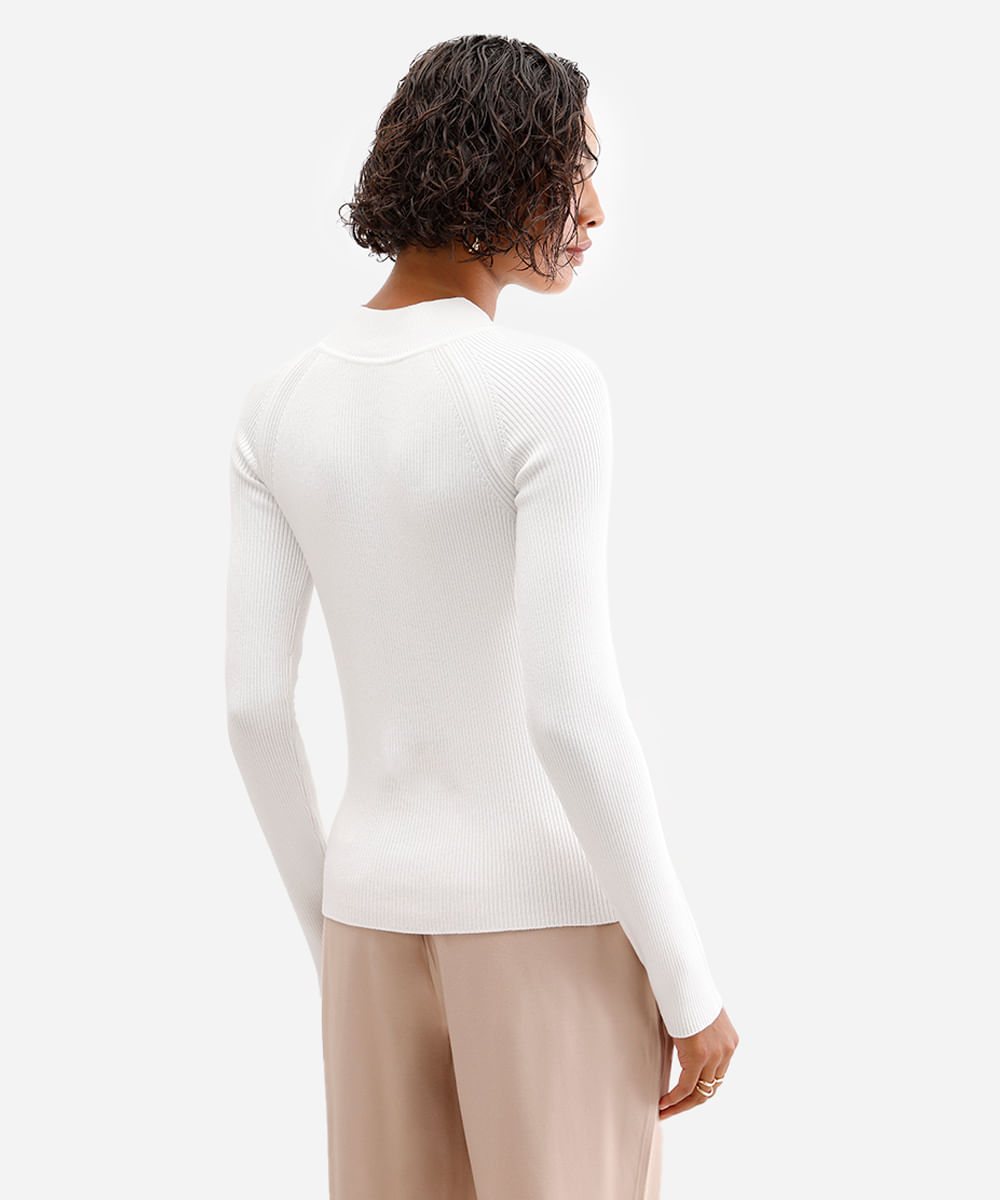 suéter feminino de tricot canelado off white