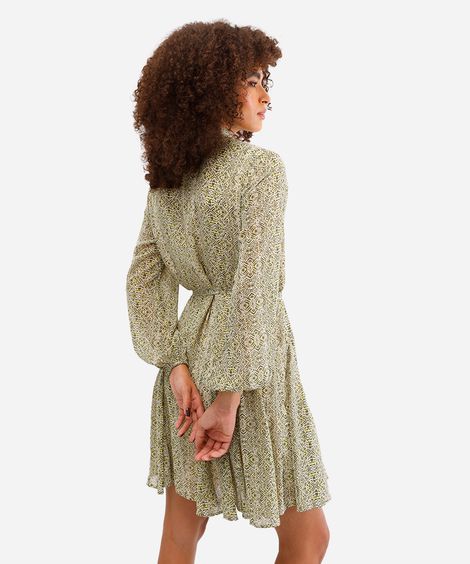 vestido chemise feminino estampado verde