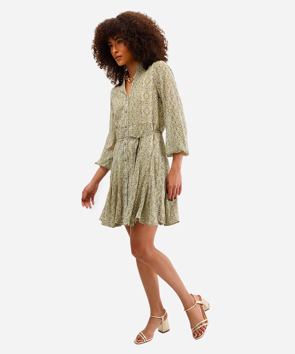 vestido chemise feminino estampado verde
