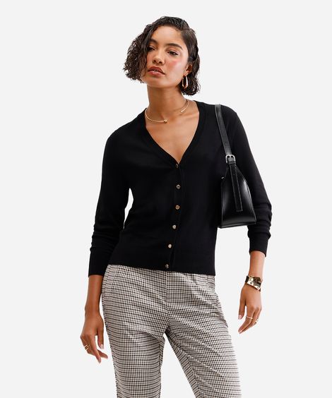 cardigan feminino de viscose preto